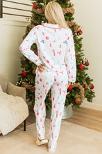 Load image into Gallery viewer, White Christmas Print Lapel Shirt and Pants Sleepwear

