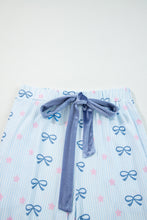 Load image into Gallery viewer, Sky Blue Stripe Bow Star Print Tied Detail 2pcs Lounge Set
