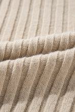 Load image into Gallery viewer, Khaki Cable Knit Colorblock Crew Neck Drop Shoulder Sweater
