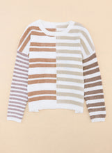 Load image into Gallery viewer, Stripe Blocked Drop Shoulder Slouchy Sweater
