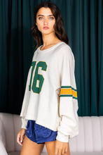 Load image into Gallery viewer, White Number 76 Printed Retro Sporty Long Sleeve Top
