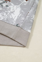 Load image into Gallery viewer, Gray Maple Leaf Camo Print Varsity Striped Sleeve Casual Sweatshirt
