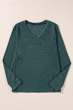 Load image into Gallery viewer, Mist Green Solid Color Long Sleeve V Neck Top
