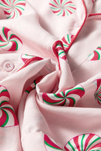 Load image into Gallery viewer, Pink Christmas Candy Contrast Trim Bow Knot Silky 2pcs Pajama Set
