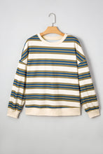 Load image into Gallery viewer, Khaki Stripe Crew Neck Drop Shoulder Pullover Sweatshirt
