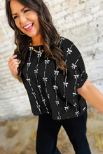 Load image into Gallery viewer, Black Bow Print Puff Short Sleeve Top
