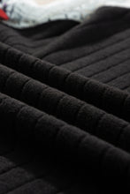 Load image into Gallery viewer, Black Floral Patchwork Long Sleeve Ribbed Blouse
