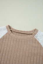 Load image into Gallery viewer, Parchment Floral Patchwork Long Sleeve Ribbed Blouse
