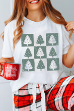 Load image into Gallery viewer, White Christmas Tree Checkered Distressed Graphic Oversize Tee

