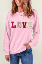 Load image into Gallery viewer, Pink Valentine LOVE Chenille Embroidered Sweatshirt
