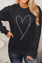 Load image into Gallery viewer, Black Rhinestone Heart Pattern Valentines Fashion Sweatshirt
