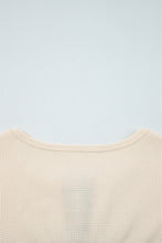 Load image into Gallery viewer, Beige Waffle Stripe Plaid Patchwork Henley Knit Top
