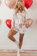 Load image into Gallery viewer, White Christmas Wine Glass Print Bow Knot Two Piece Pajama Set
