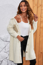 Load image into Gallery viewer, Beige Contrast Flap Pocket Single Breasted Teddy Coat
