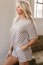 Load image into Gallery viewer, Brown Checkered Top and Short Casual 2pcs Set
