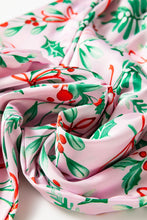 Load image into Gallery viewer, Pink Christmas Berries Plant Print Satin Long Sleeve Pajama Set
