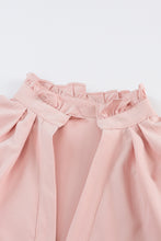 Load image into Gallery viewer, Pink Frilled Stand Collar Long Sleeve Ruffle Dress
