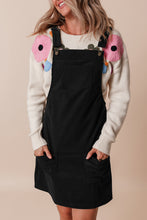 Load image into Gallery viewer, Black Solid Front Pockets Sleeveless Corduroy Overall Dress
