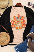 Load image into Gallery viewer, Khaki Thanksgiving Bowknot Turkey Graphic Crewneck Tee
