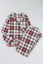 Load image into Gallery viewer, Red Christmas Plaid Print Two Piece Long Sleeve Pajamas Set
