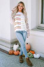 Load image into Gallery viewer, Stripe Blocked Drop Shoulder Slouchy Sweater
