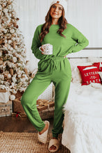 Load image into Gallery viewer, Spinach Green Long Sleeve Pullover and Jogger Pants Lounge Set
