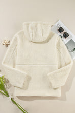 Load image into Gallery viewer, Beige Fleece Zip Up Drawstring Hooded Pocketed Jacket
