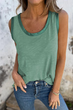 Load image into Gallery viewer, Mist Green Metallic Sheen Edge Scoop Neck Tank Top
