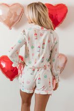 Load image into Gallery viewer, White Christmas Wine Glass Print Bow Knot Two Piece Pajama Set
