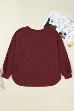 Load image into Gallery viewer, Wild Ginger Plus Size Ribbed Button Decor Long Sleeve Loose Top
