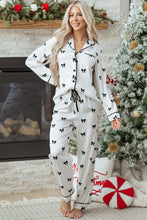 Load image into Gallery viewer, White Bows Print Two Piece Sleepwear
