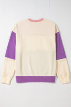 Load image into Gallery viewer, Meadow Mauve Colorblock Patchwork Drop Shoulder Sweatshirt
