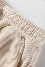 Load image into Gallery viewer, Jet Stream Solid Color Textured Knit Drop Shoulder Pullover Drawstring Shorts Set
