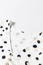 Load image into Gallery viewer, White Polka Dot Print Button Front V Neck Blouse
