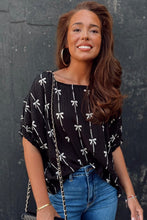 Load image into Gallery viewer, Black Bow Print Puff Short Sleeve Top
