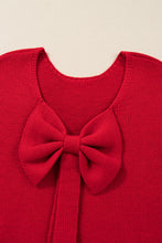 Load image into Gallery viewer, Fiery Red Festive Bow Backless Bubble Sleeve Sweater
