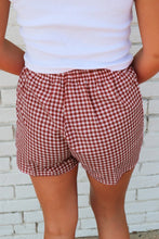 Load image into Gallery viewer, Red Gingham Printed High Waist Shorts
