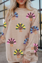 Load image into Gallery viewer, Apricot Turkey Graphic Corded Baggy Sweatshirt
