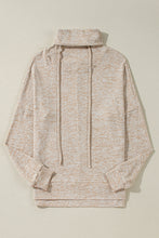 Load image into Gallery viewer, Apricot Drawstring Cowl High Neck Long Sleeve Split Top
