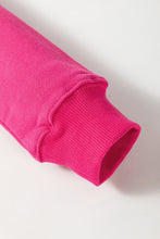 Load image into Gallery viewer, Rose Red Drop Shoulder Crisscross Stitching Pocketed Loose Sweatshirt
