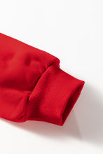 Load image into Gallery viewer, Fiery Red Varsity Contrast Banded Sleeve Shift Sweatshirt Dress
