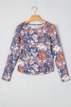 Load image into Gallery viewer, Orchid Petal Floral Print Mesh Fitted Long Sleeve Top
