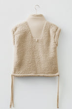 Load image into Gallery viewer, Beige Faux Fur Snap Button Front Knot Side Plush Vest with Pockets
