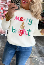 Load image into Gallery viewer, White Merry &amp; Bright Round Neck Casual Sweater
