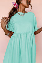 Load image into Gallery viewer, Moonlight Jade Solid Color Pocketed Raw Edge Babydoll Dress
