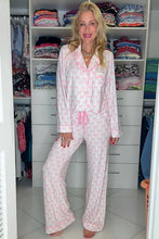 Load image into Gallery viewer, Pink Bow Print Long Sleeve Shirt and Pants Soft Pajama Set
