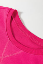 Load image into Gallery viewer, Rose Red Drop Shoulder Crisscross Stitching Pocketed Loose Sweatshirt
