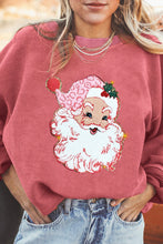 Load image into Gallery viewer, Strawberry Pink Santa Claus Sparkle Corded Crew Neck Sweatshirt
