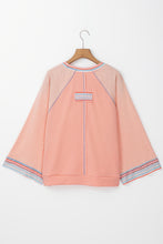 Load image into Gallery viewer, Grapefruit Orange Waffle Knit Wide Bracelet Sleeve Patchwork Raglan Top
