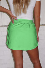 Load image into Gallery viewer, Light Green French Terry Drawstring Elastic Waistband Mini Skort with Pockets

